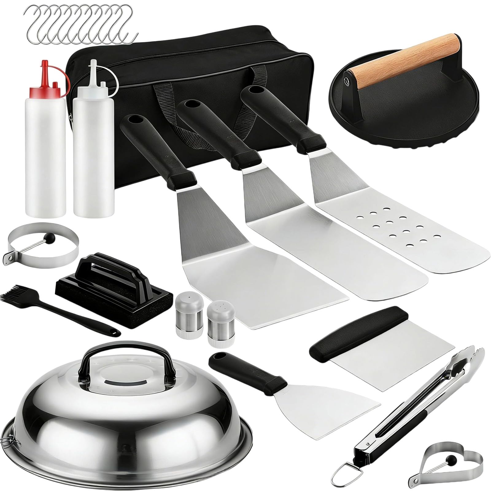 27 PCS Griddle Accessories Kit with Storage Bag, Professional Grilling Tool