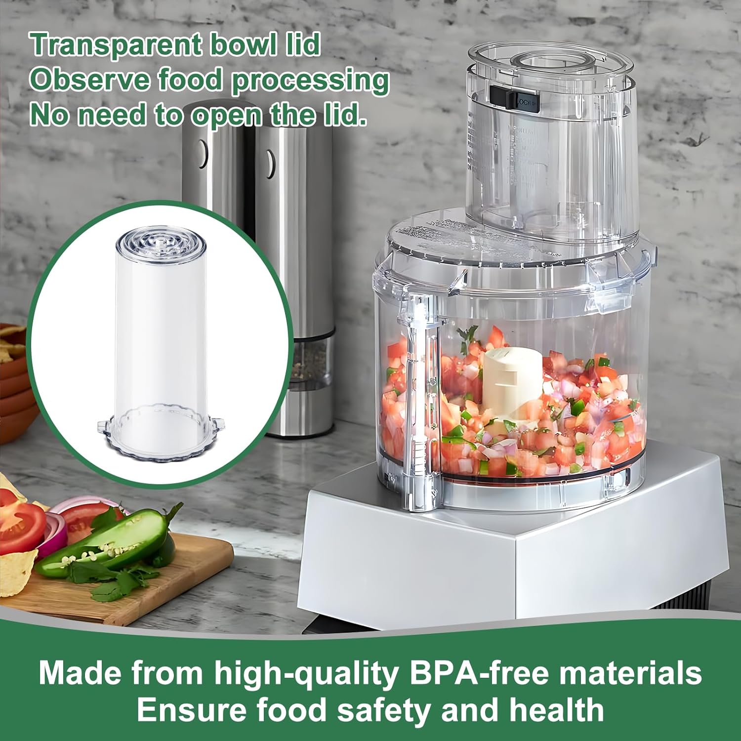 DLC-120BGTX-1 Pusher Replacement, Compatible with Cuisinart Food Processor Models DLC-5, DLC-10C, DLC-10S, DLC-10P, DFP-7BC, Fits Large Locking Pusher Sleeves