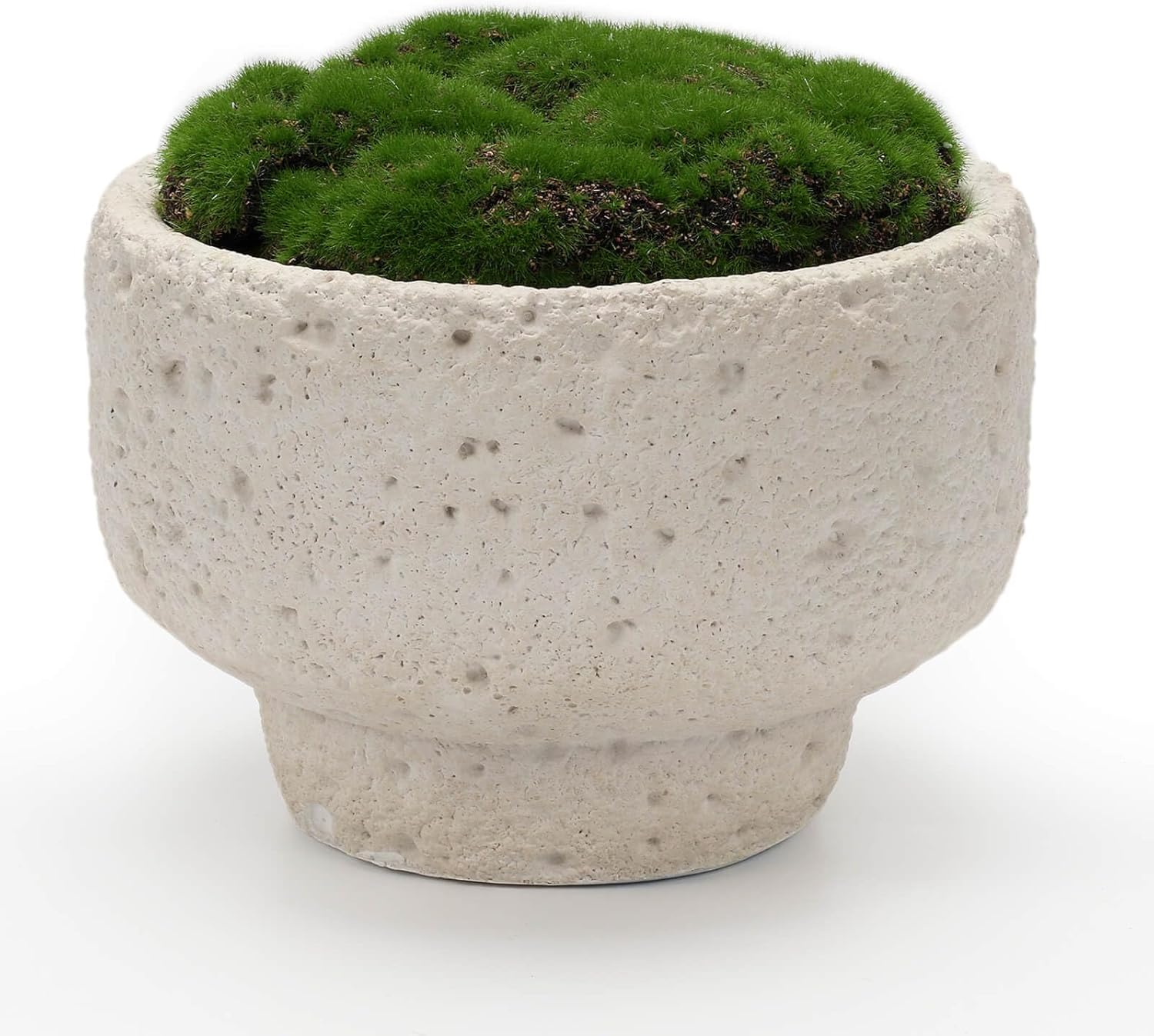 NAHARO New Moss Bowl,6.5''Handmade Cement Bowl–Artificial Moss Centerpiece for Home Decoration, Living Room, Office, or Coffee Table Display