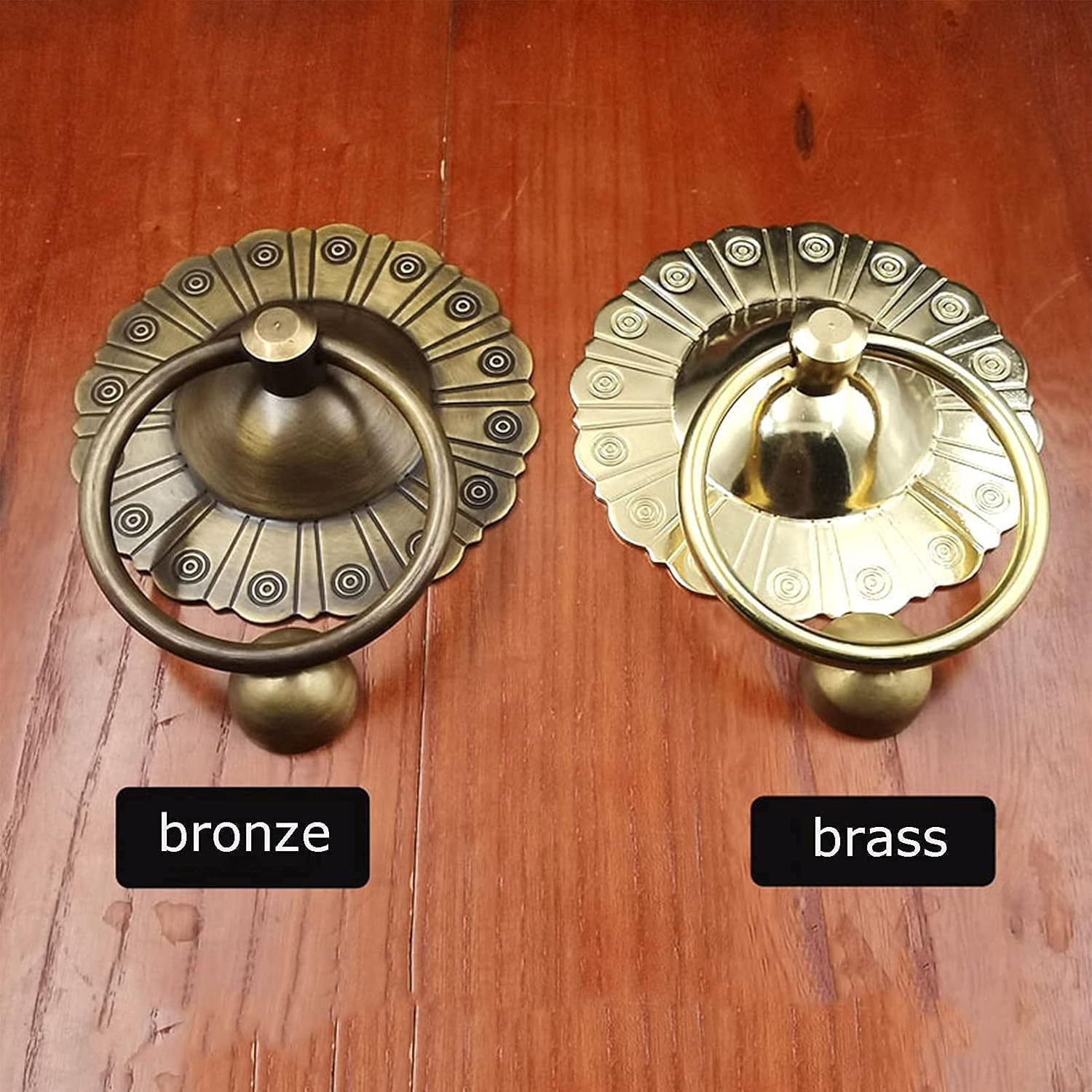 Retro Brass Door Handle Antique Copper Door Knocker Chinese Wooden Door Ring Villa Courtyard Entrance Door Decoration Accessories (Size: 12.5cm Diameter) (15.6cm Diameter)