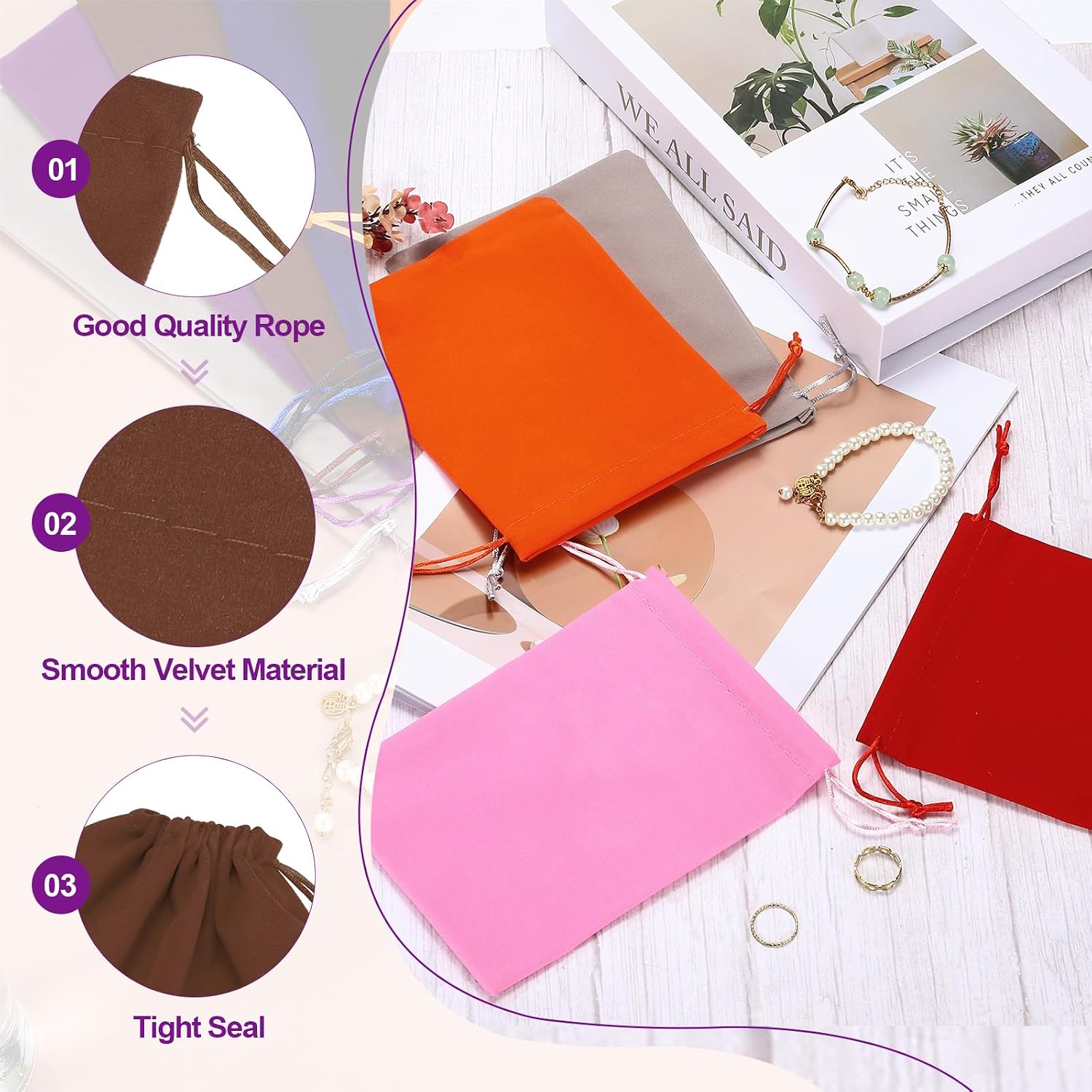 PATIKIL 30 Pcs Velvet Drawstring Bags, 8 x 10 Inch Large Velvet Cloth Jewelry Gift Pouches with Drawstring, Favor Candy Bag Dust Bag for Wedding Birthday Party Christmas, Brown