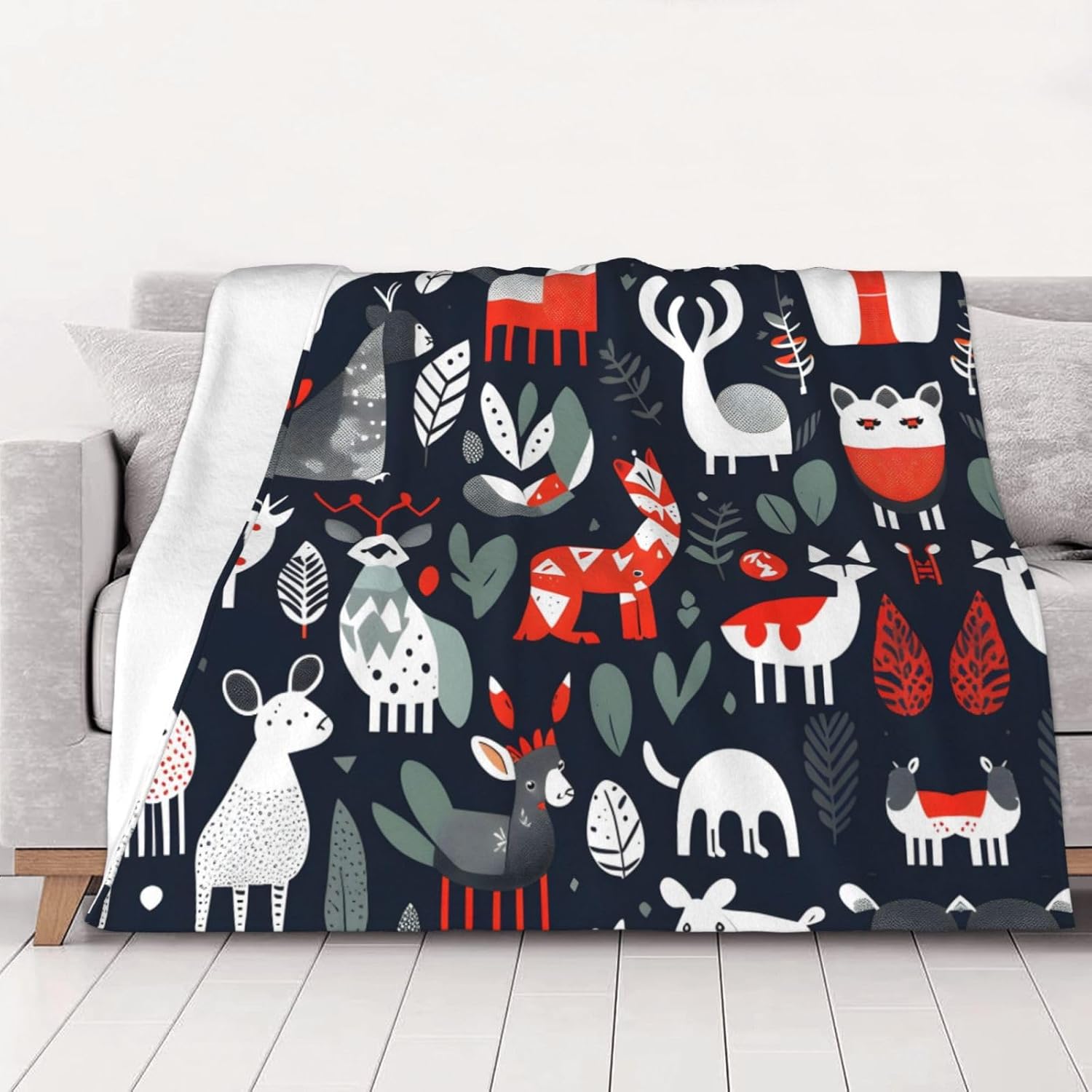 Weighted Scandinavian Animals Blanket 30"*40" Soft Flannel Reversible