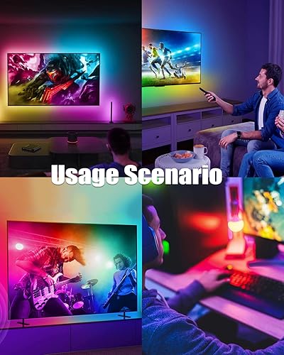 Miniatura 5 de TOLOYE Retroiluminación LED para TV con caja de sincronización HDMI, retroiluminación de TV RGBIC para televisores de 55 a 70 pulgadas, PC, TV de