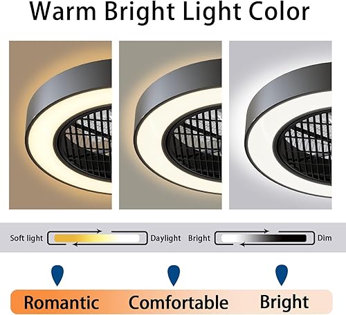 Miniatura 8 de DAFOLOGIA Ventiladores de techo cerrados con luces y control remoto, modo de memoria de luz de ventilador de techo de perfil bajo, LED regulable de