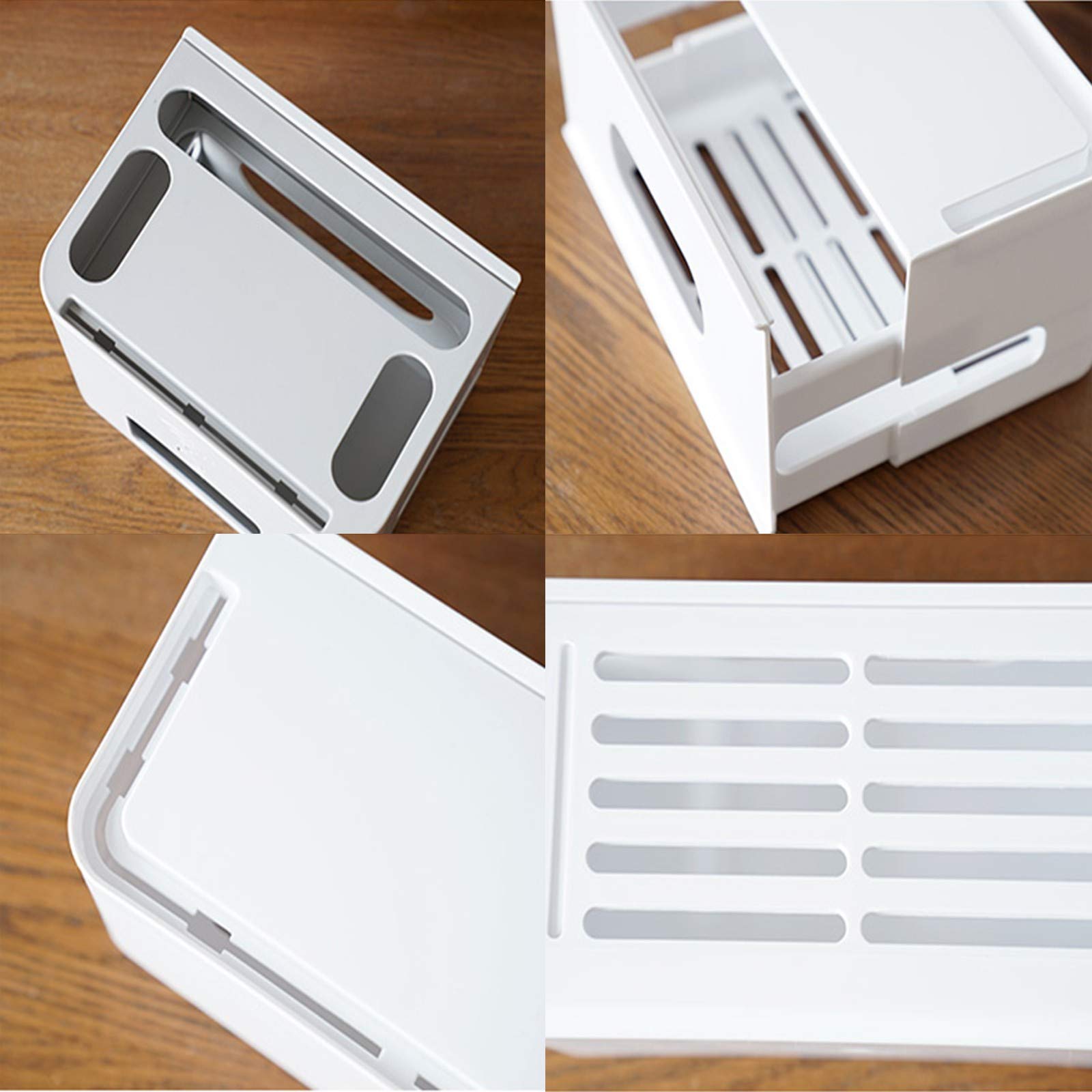 WLAN Router Storage Box, Kabel Verstecken Box für Schreibtisch, Steckdosenbox, Router Dekorative Box für Wohnzimmer, Office White
