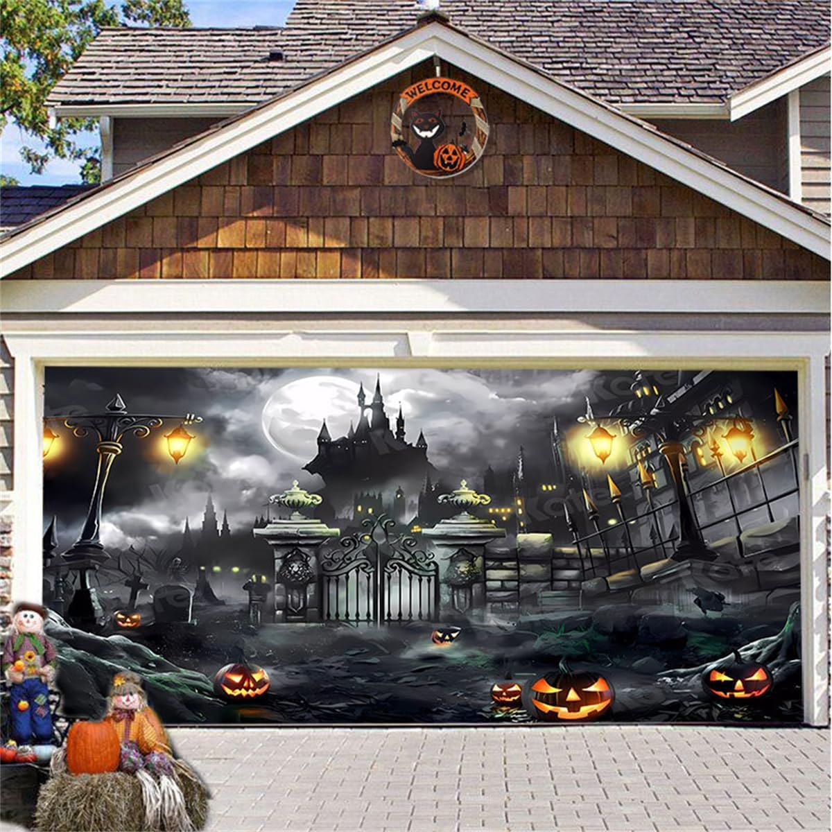 MuMuSen 7 x 16 ft Happy Halloween Large Garage Door Banner