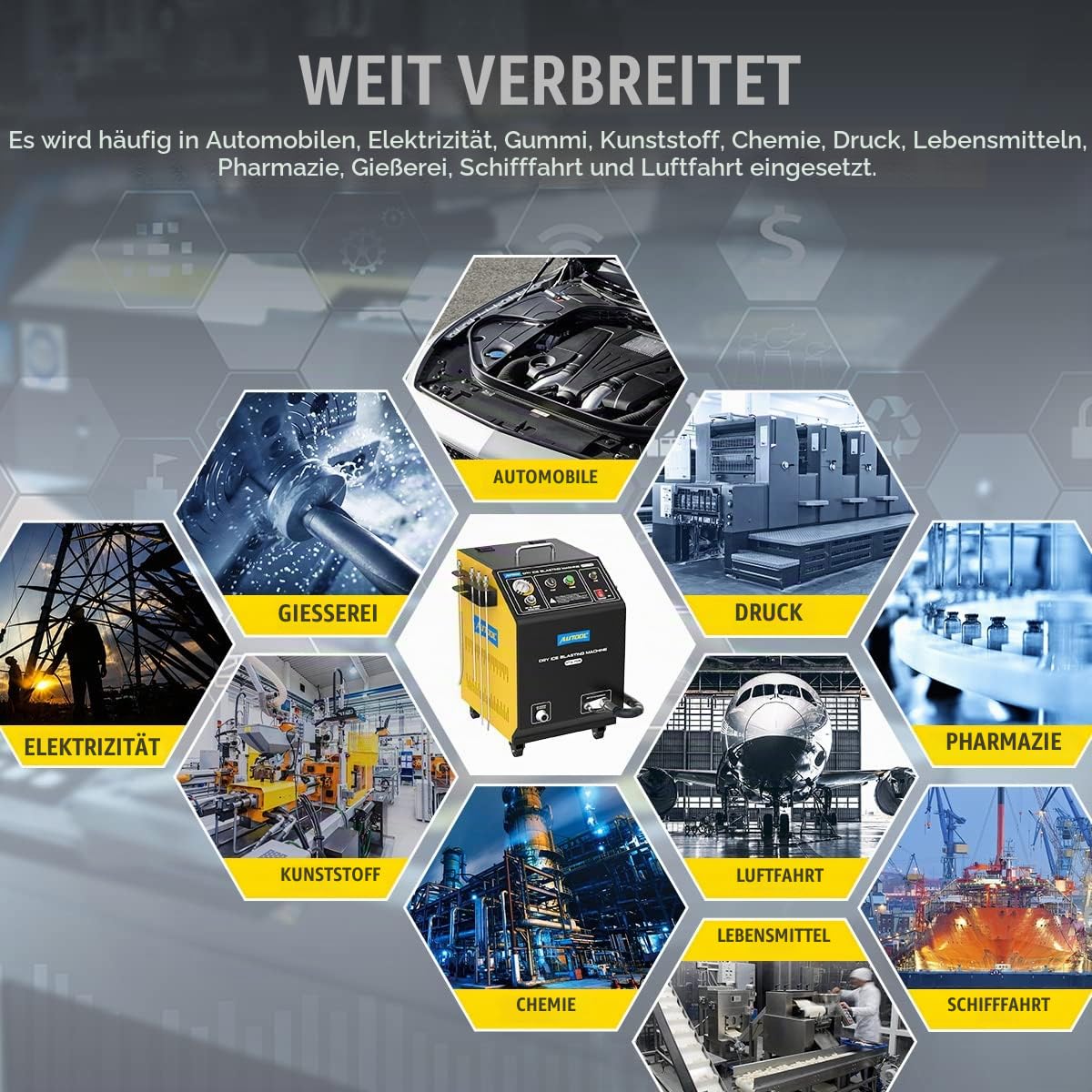AUTOOL Automotive Trockeneis Strahlen Reinigung Maschine, Trockeneis Strahlreiniger Trockeneis Reinigungsmaschine Strahlanlage für Autos