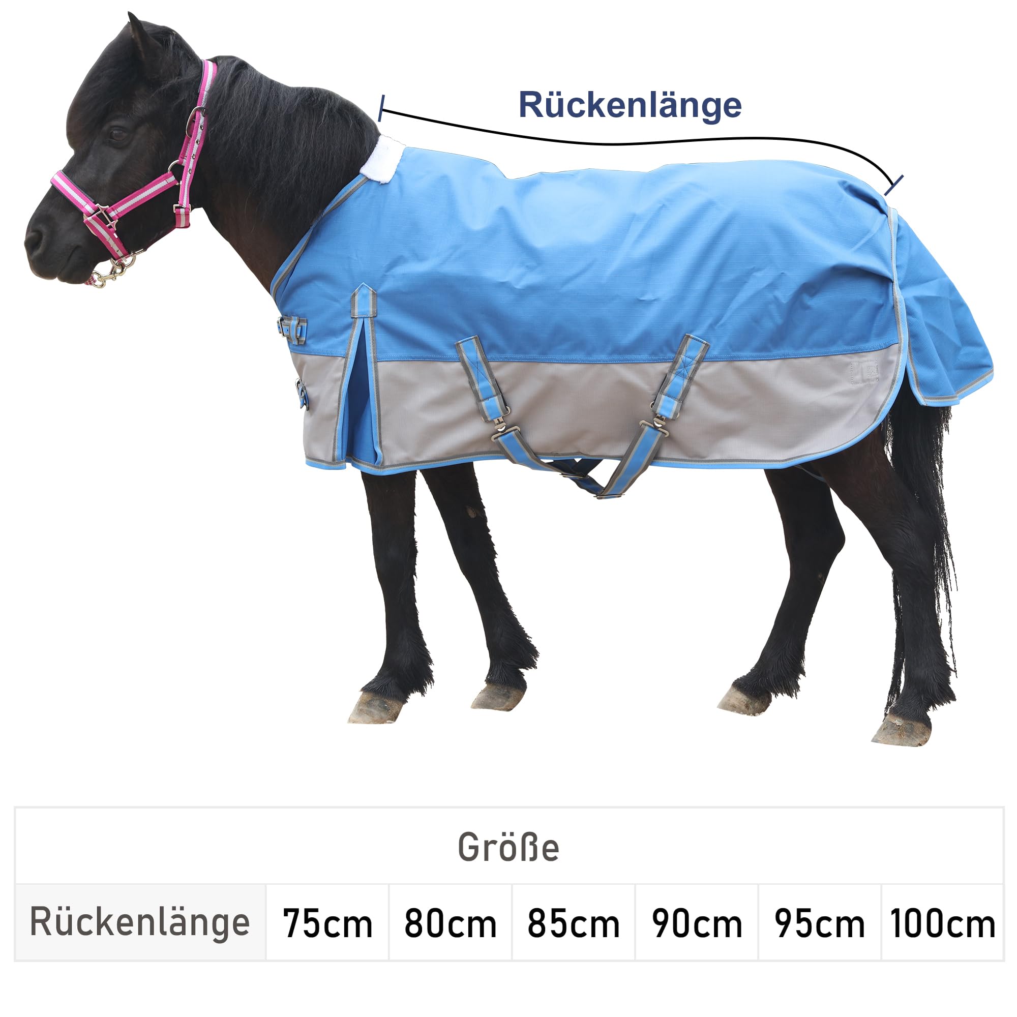 1200D Pony/Shetty Pferdedecke ohne Füllung (0 g), Leichte, wasserdichte, Atmungsaktive und Reißfeste Regendecke für Fohlen, Minipferde, Zwergpferde, Kleinpferde und Miniponys
