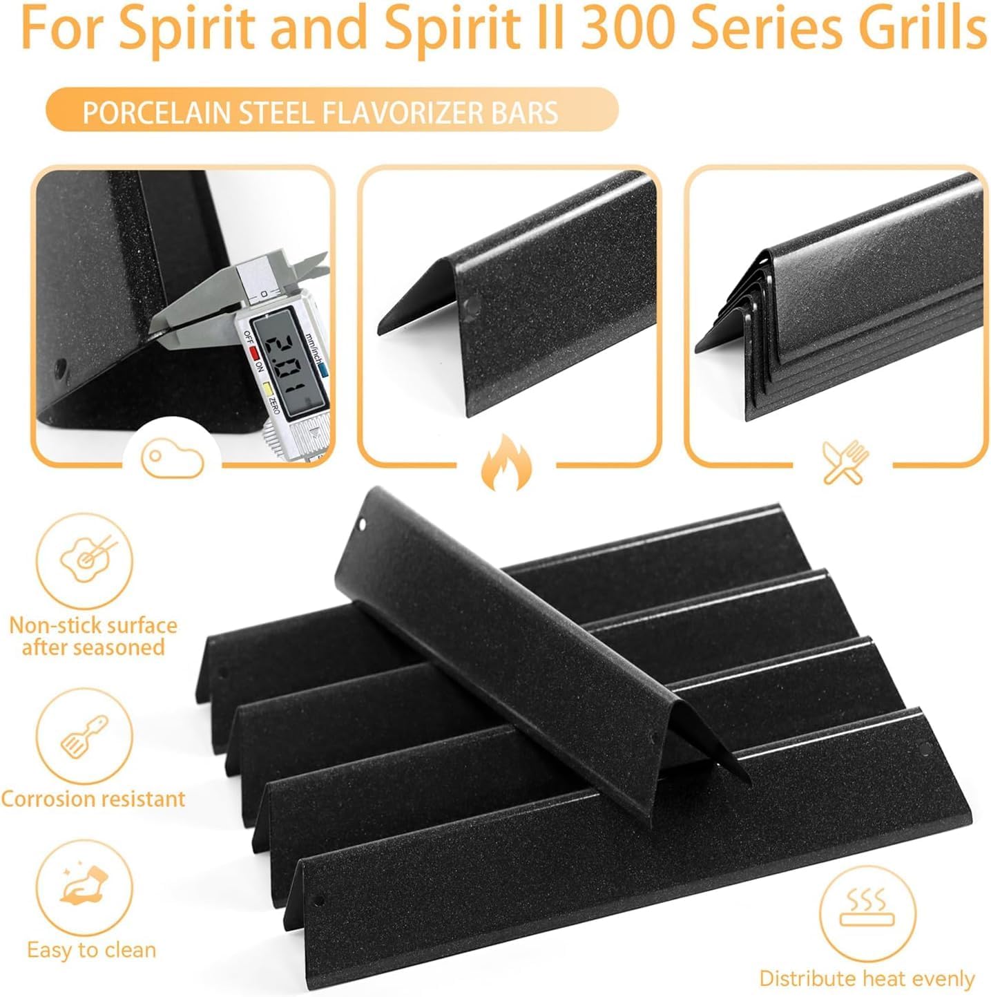 Spirit E310 Grill Parts 7636 Flavorizer Bars & 69787 Grill Burners for Weber Spirit I & II 300 Series E310 E320 E330 S310 S320 S330 with Front Control, Grill Replacement Parts for Spirit 2 GS4