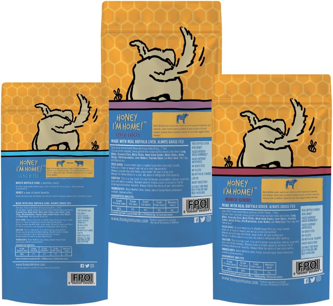 Honey I'm Home Liver Sticks, Udder Sticks, and Lung Bites Dog Treats Small Snacker Variety Pack
