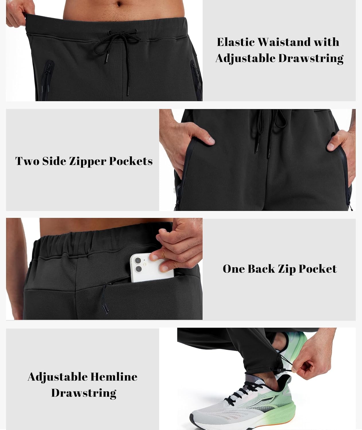 ZITY Mens Fleece Joggers Warm Winter Sweatpants with Zipper Pockets Workout Running Athletic Pants - Image 5