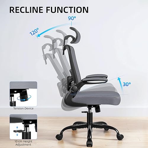 Miniatura 8 de FelixKing Silla de Oficina, Silla de Escritorio con Soporte Lumbar Ajustable, Silla de Computadora Ergonómica con Respaldo Alto y Reposabrazos,
