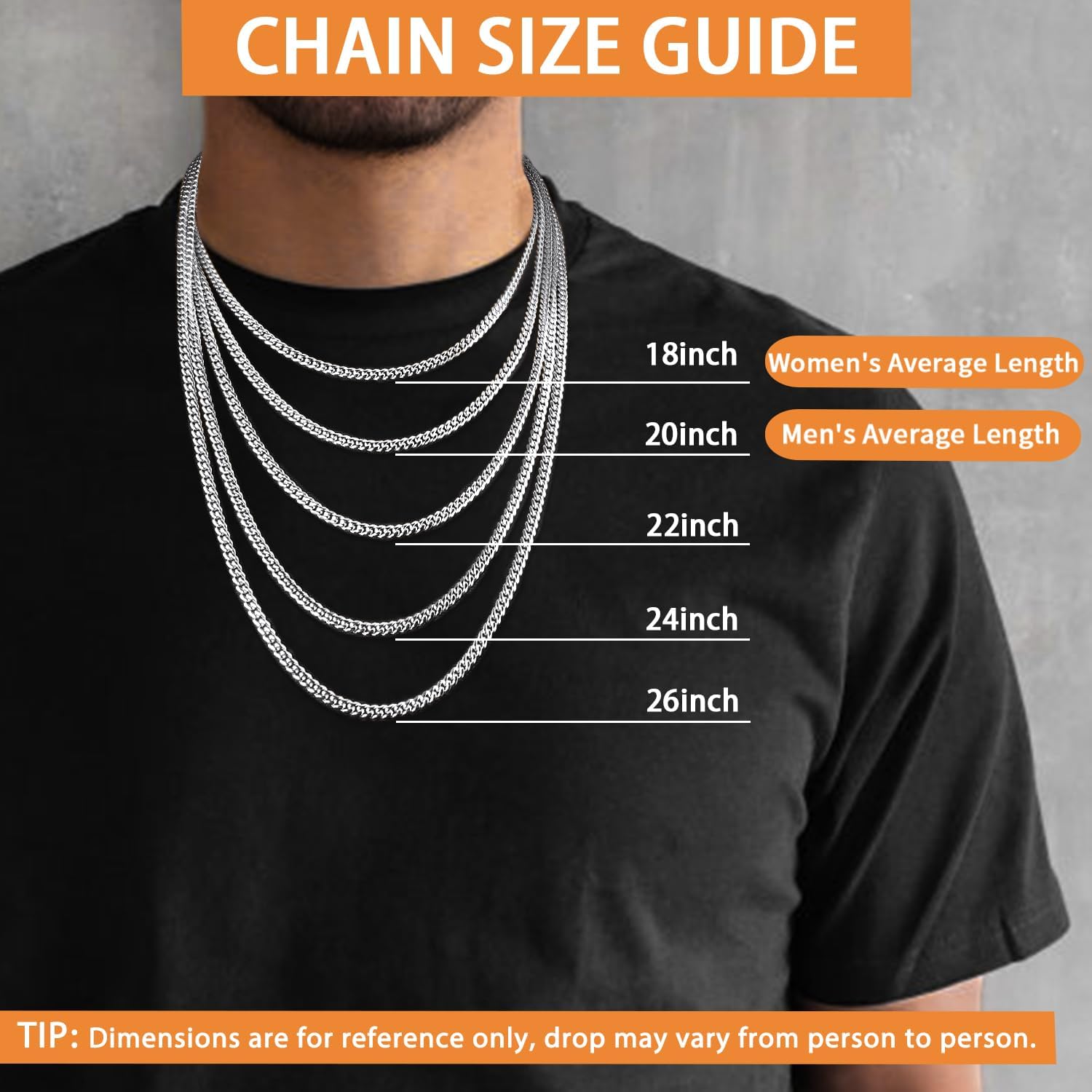 Chain Length Types Of Mens Necklaces Good Length For Men's