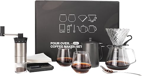 Coffee Pour Over Dripper Set with Kettle, Grinder, and Accessories