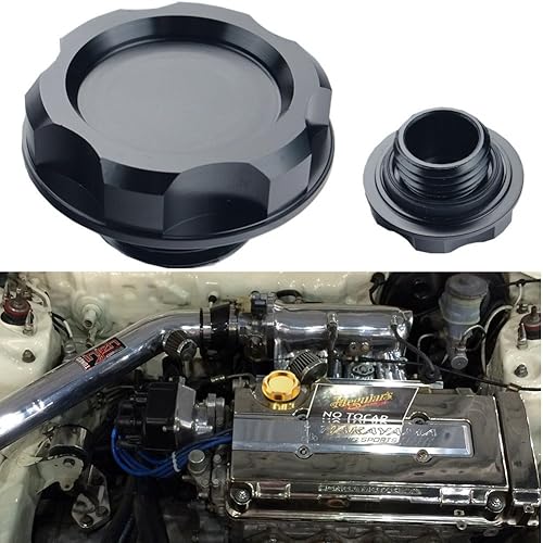 Dewhel Tapa de Tanque de Llenado de Aceite de Motor Billet para Honda Acura Civic TL Color Negro