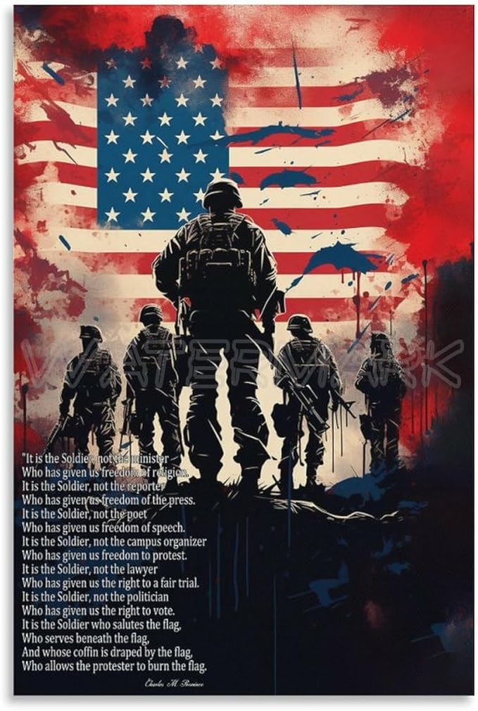 It Is The Soldier Poem Poster,Memorial Day Wall Art (3) Canvas Painting Wall Art 08x12inch(20x30cm) Unframe-style