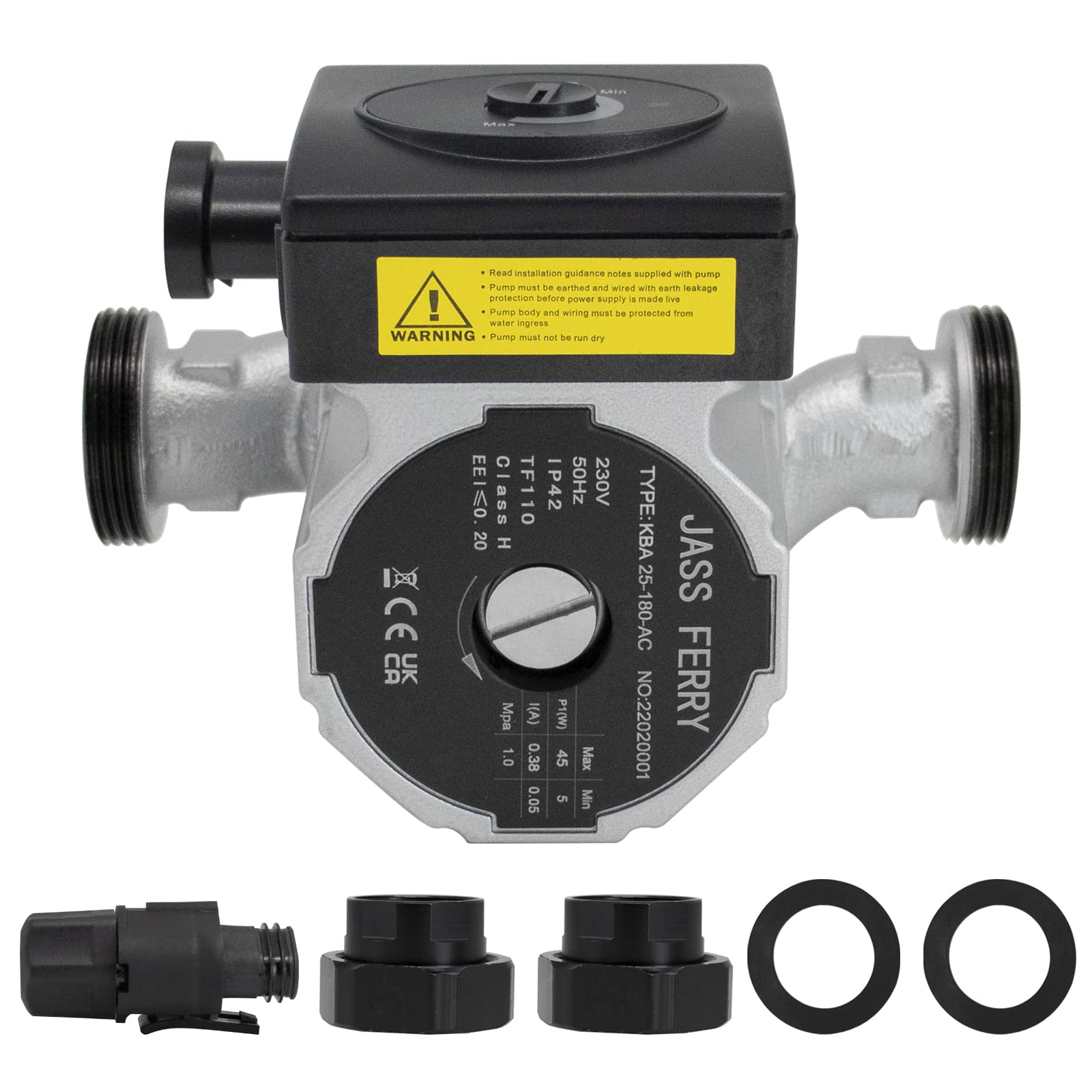 JASSFERRY Pompe de Circulation, Pompe de Chaudiere Circulateur pour Chauffage Central 25/60 180 AC