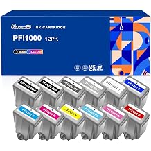 PFI-1000 Ink Cartridge Replacement for Canon pfi1000 Ink Cartridges Compatible with Canon imagePROGRAF PRO-1000 PrintersPBK MBK C M Y R PM GY PC CO PGY B, 12-Pack