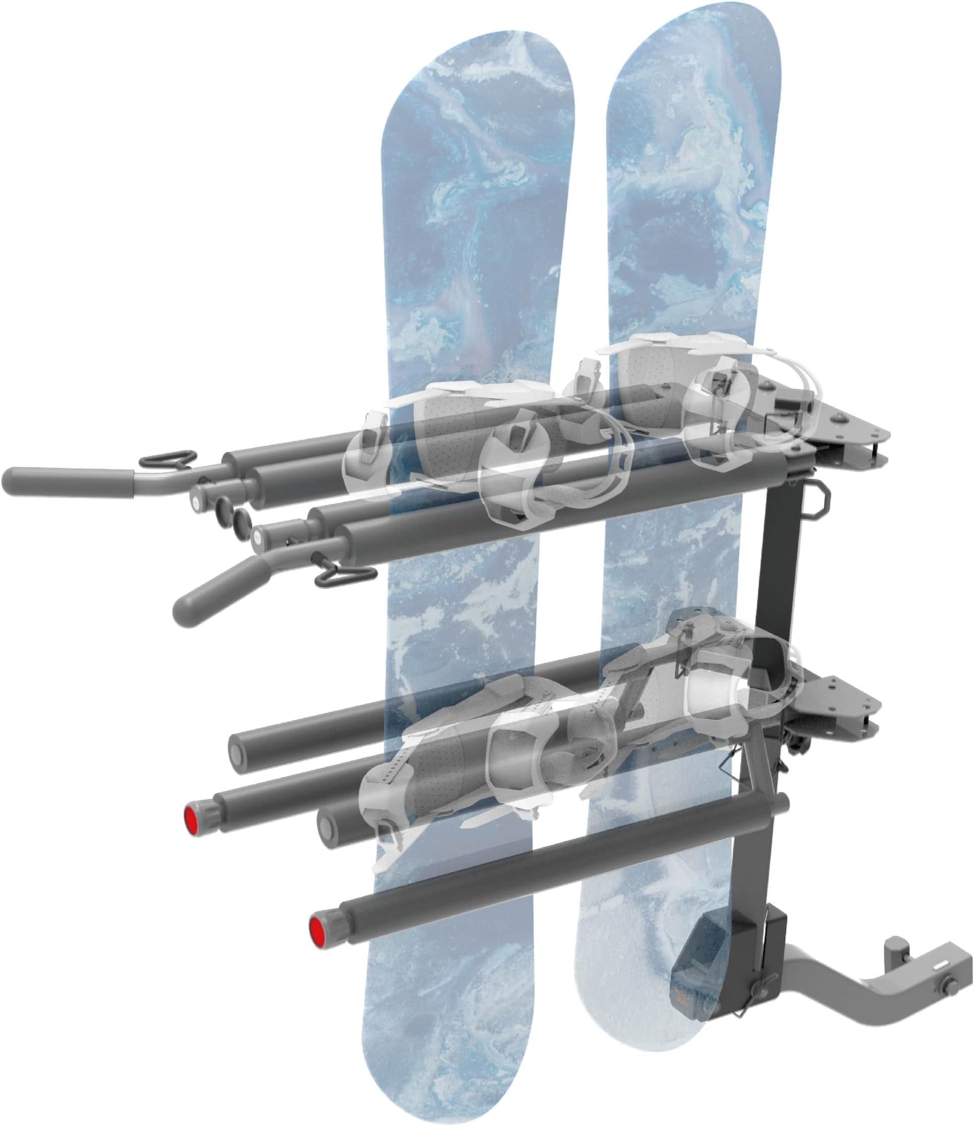 HYPERAX Volt SKI - RV-Rated Vertical Hitch-Mounted Ski & Snowboard, Tiltable Rack for SUV, Sedan and RV, Compatible with 2" Hitch Receiver, Fit up to 4 Pairs of skis or 2 Snowboards for Each Side