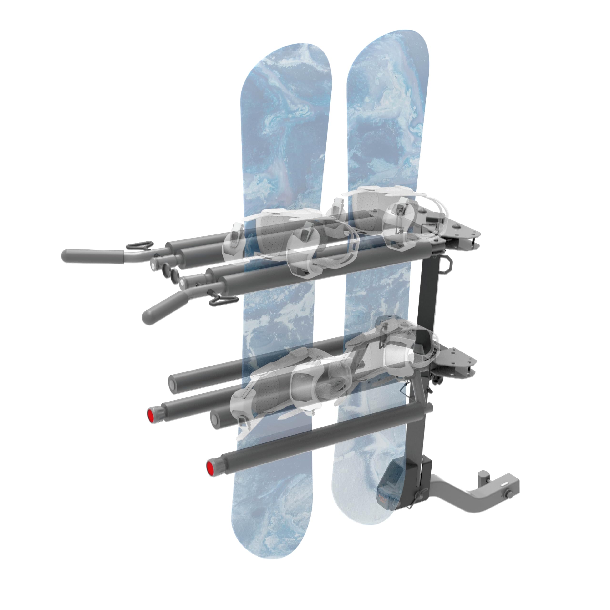 HYPERAX Volt SKI - RV-Rated Vertical Hitch-Mounted Ski & Snowboard, Tiltable Rack for SUV, Sedan and RV, Compatible with 2" Hitch Receiver, Fit up to 4 Pairs of skis or 2 Snowboards for Each Side