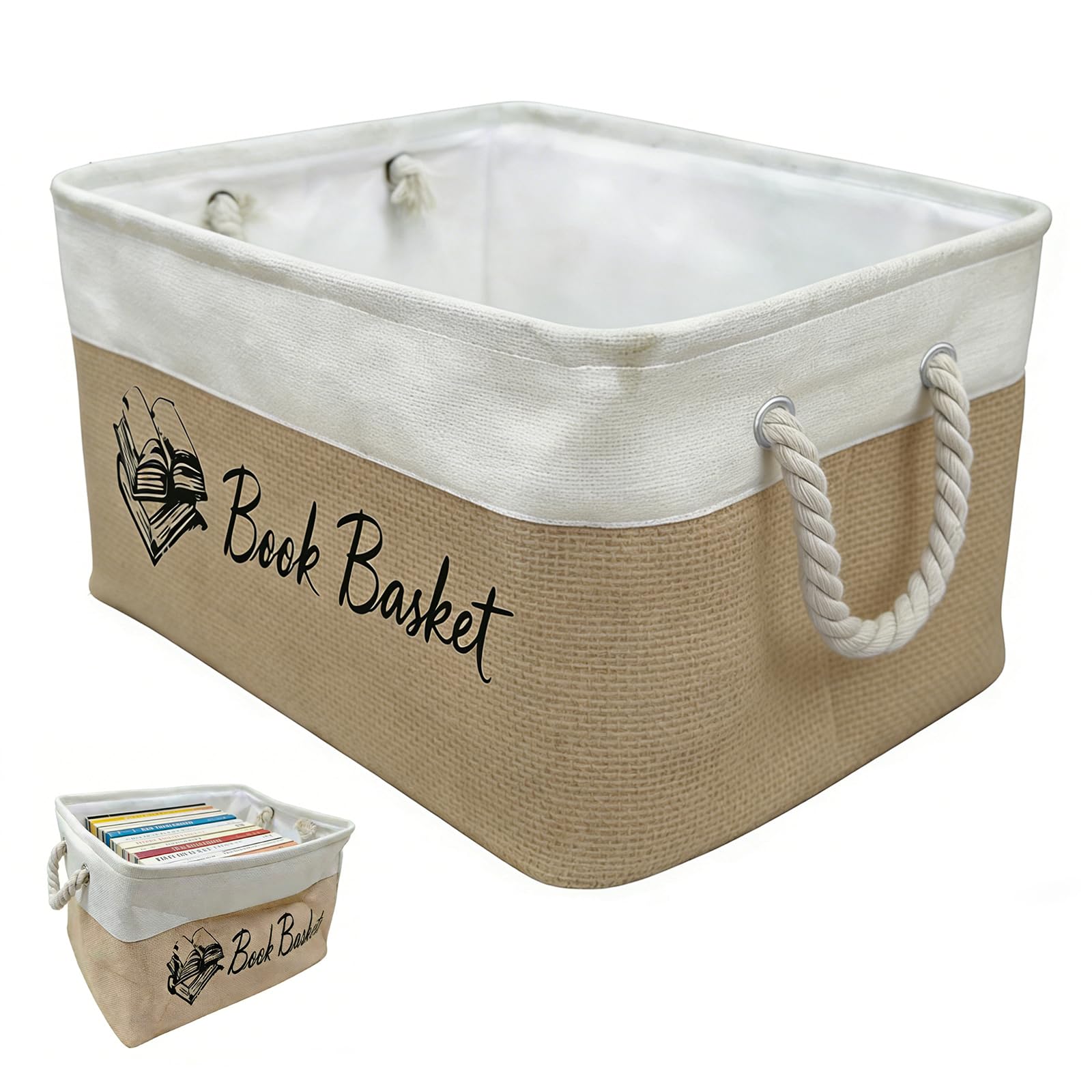 Panier pour livres et panier de rangement pliable avec poignées