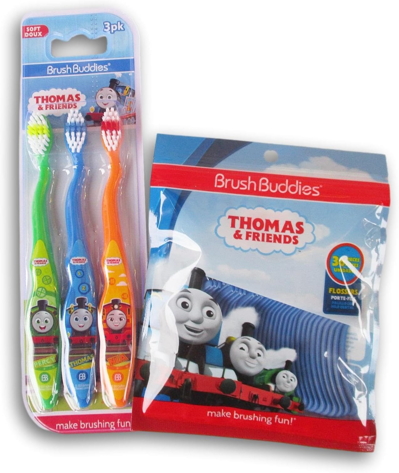 Tree House Studio Thomas Themed Tooth Care Set for Kids - Toothbrushes and Flosser Picks, Blue
