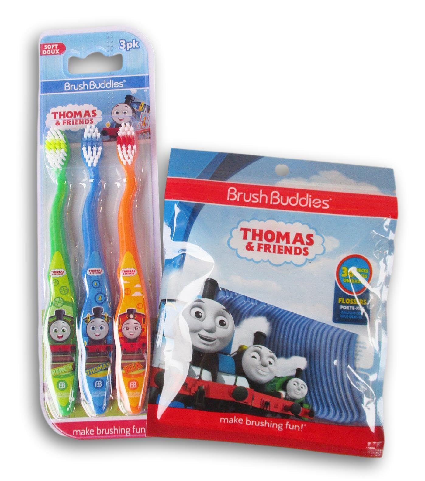 Thomas Themed Tooth Care Set for Kids - Toothbrushes and Flosser Picks, Blue