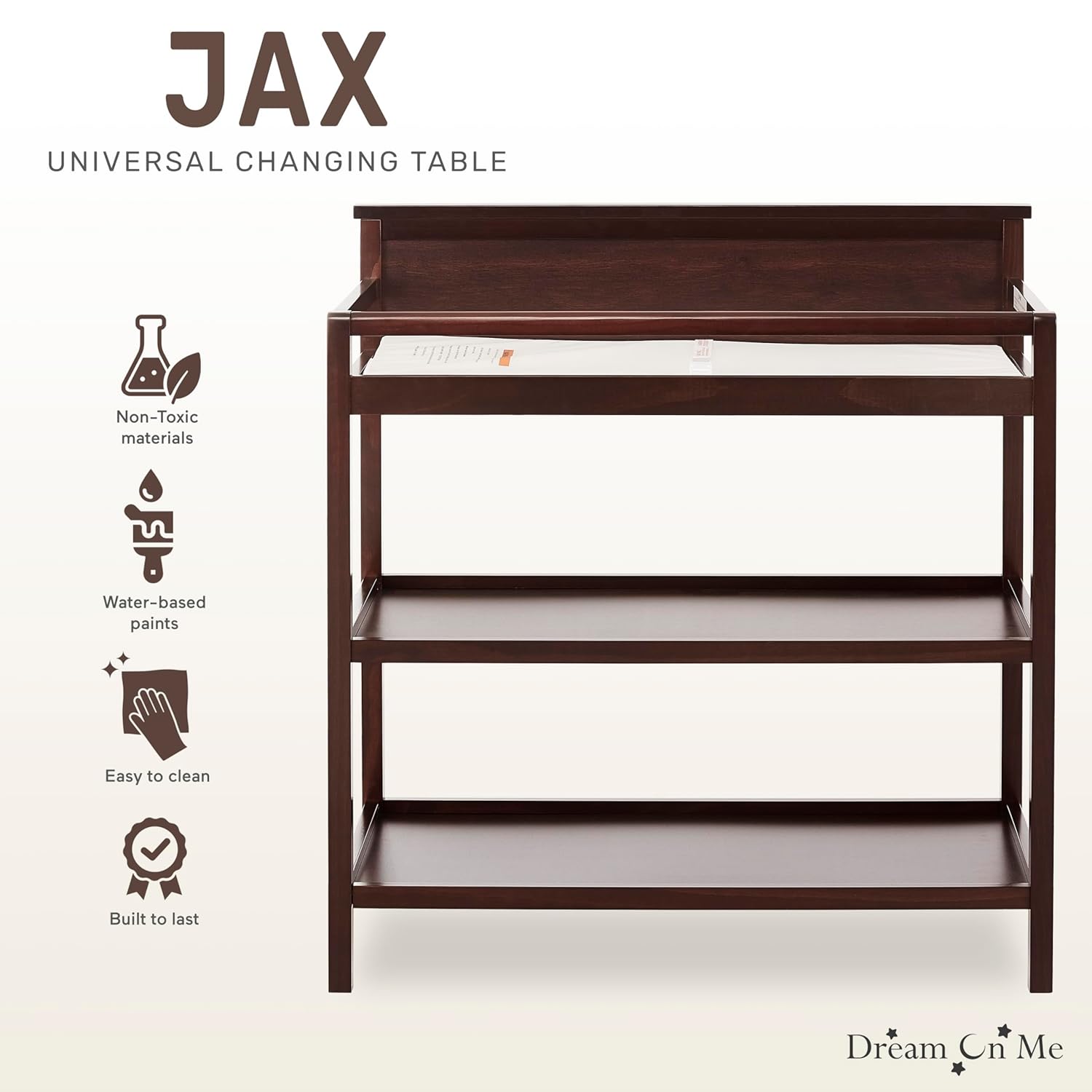 Dream On Me Jax Universal Changing Table, Espresso , 34x20x40 Inch (Pack of 1)