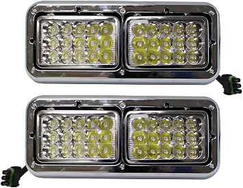 LED Headlight with Bezel - Driver and Passenger Side Fits Kenworth T400 T600 T800 W900B W900L Classic 120/132, Fits Peterbilt 378 379 & Western Star 4900 Trucks