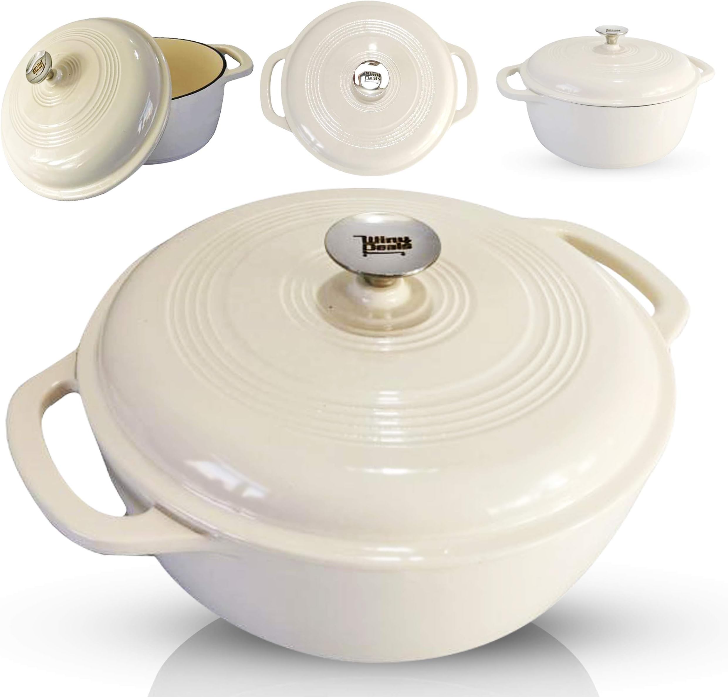 3.5Quart Enameled Cast Iron Dutch Oven Pot with Lid