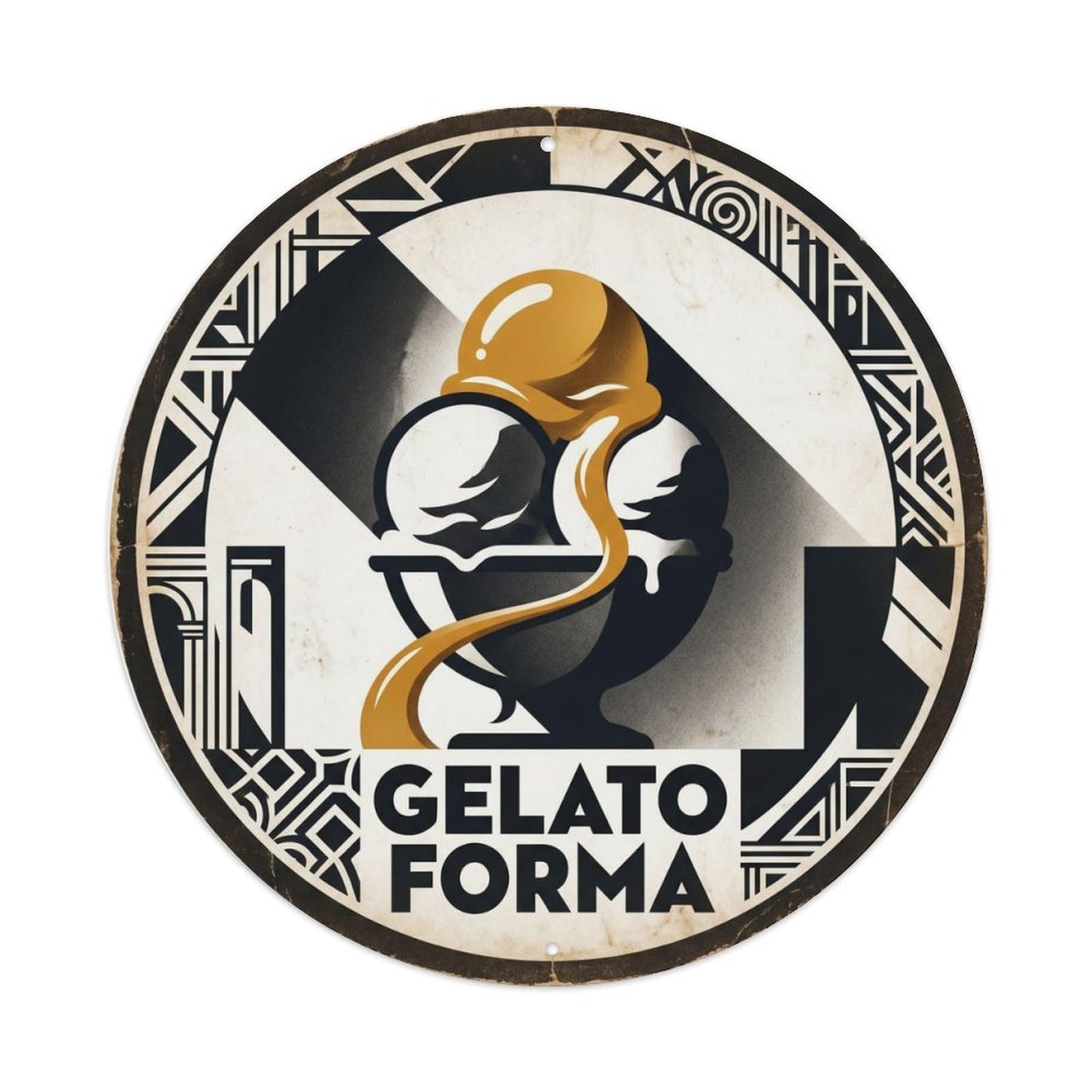 Gelato Cafe Culture Monochrome Sweet Shop Metal Tin Sign