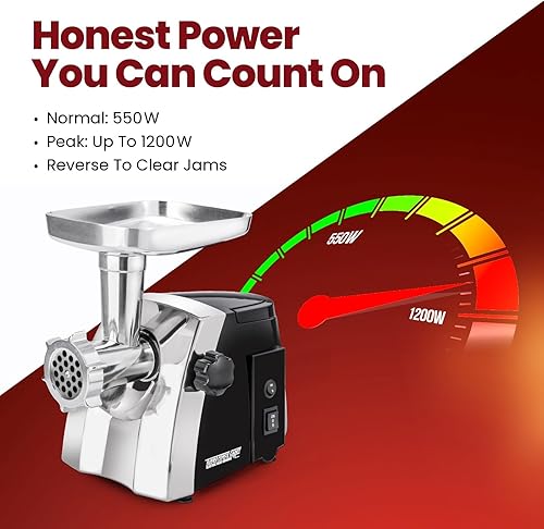 Miniatura 4 de STX International Turboforce Cadet 2000 Series Moledora de Carne Eléctrica | Potente para Uso Doméstico 5-en-1 | Rellenadora de Salchichas |