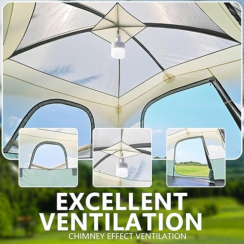 Miniatura 5 de Tents 46812 Person, Easy Setup Waterproof Camping Tent with Rainfly, Portable Double Layer Large Family Tent for Camping Backyard Outdoor &Hiking
