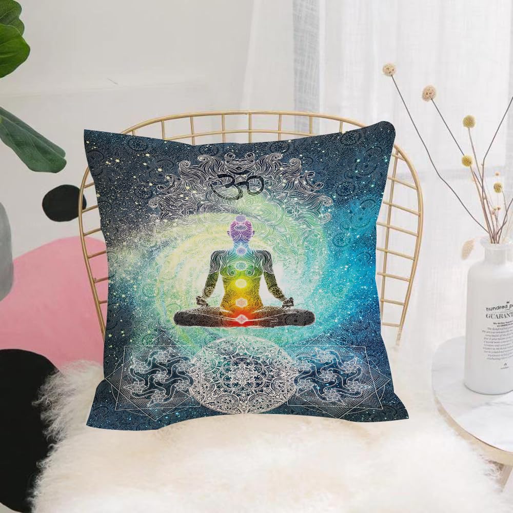 HYOSXW Cushion Cover,Throw Pillow Case Home Decorative for Living Room Bedroom Sofa Chair 16X16 Inch,Digital Man doing yoga for spiritual energy. Illustration of a man doing yoga p,Pillowcase 40X40cm