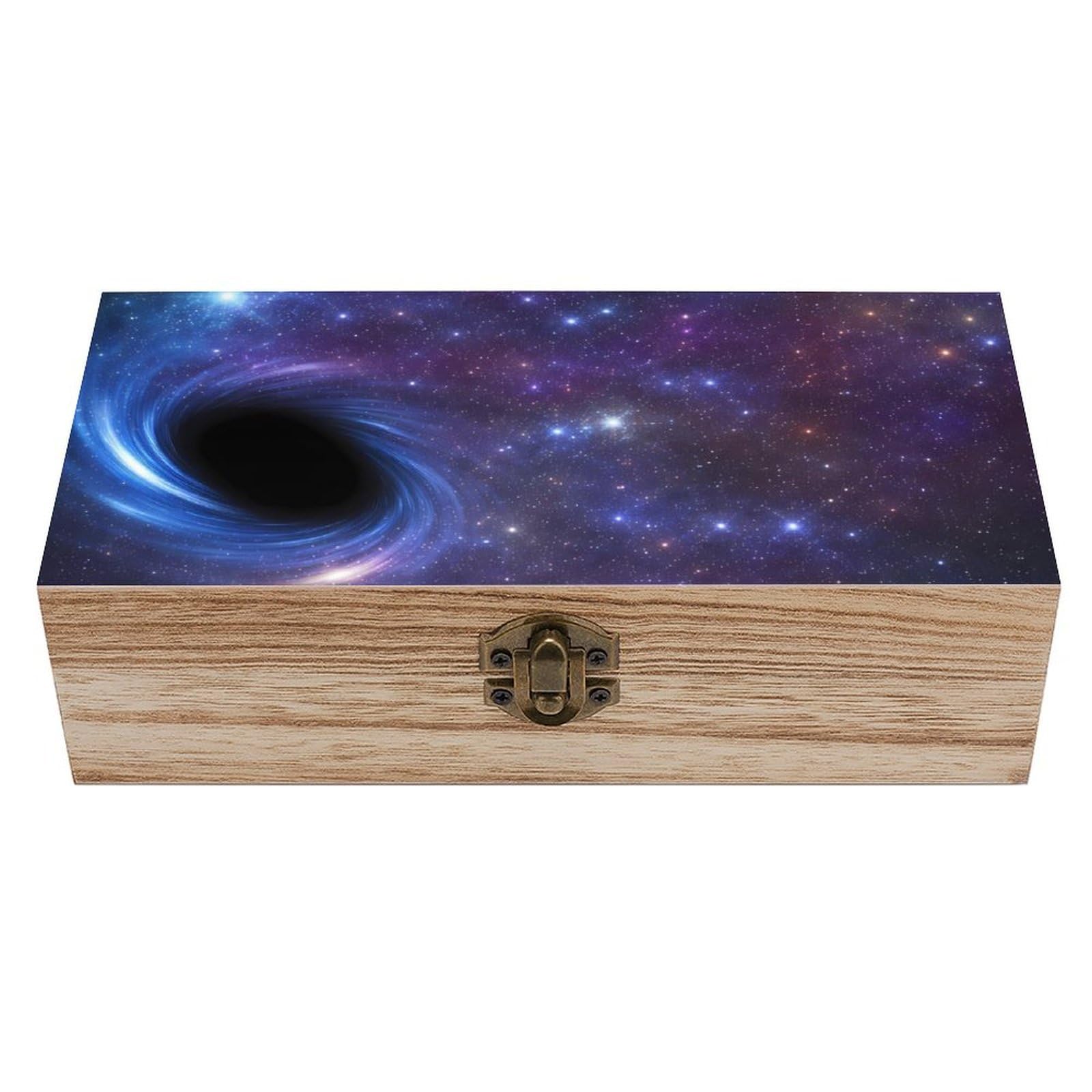 SMAZDFXX Galaxy Wooden Storage Box With Hinged Lid Decorative Front Clasp Keepsake Boxes