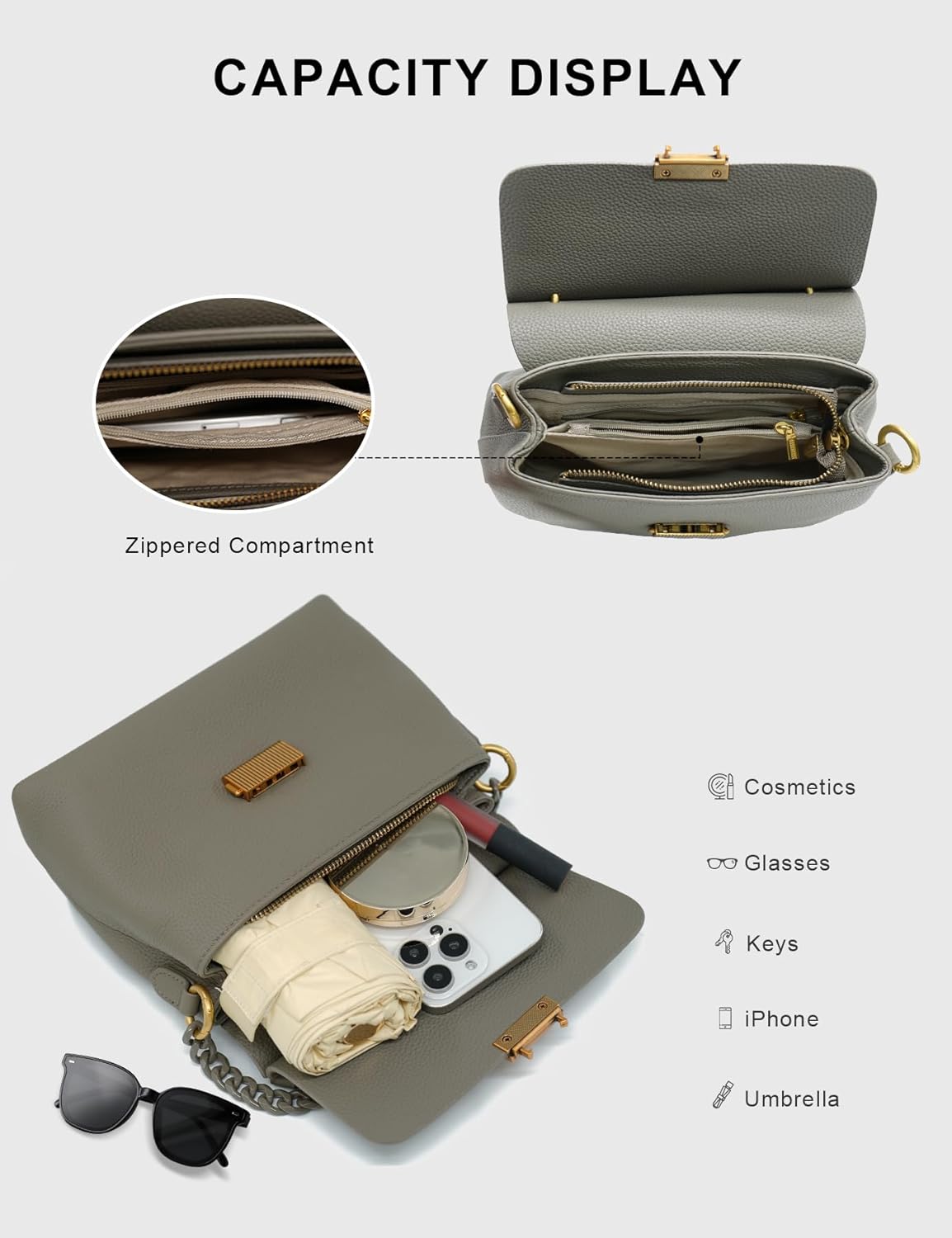 Genuine Leather Top Handle Handbag for Women Leather Crossbody Bag with Adjustable Strap Trendy Women Shoulder Bag - Image 4