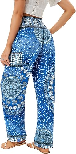 Miniatura 2 de QIANXIZHAN - Pantalones harén para mujer, pantalones bohemios de yoga con cintura alta y bolsillos