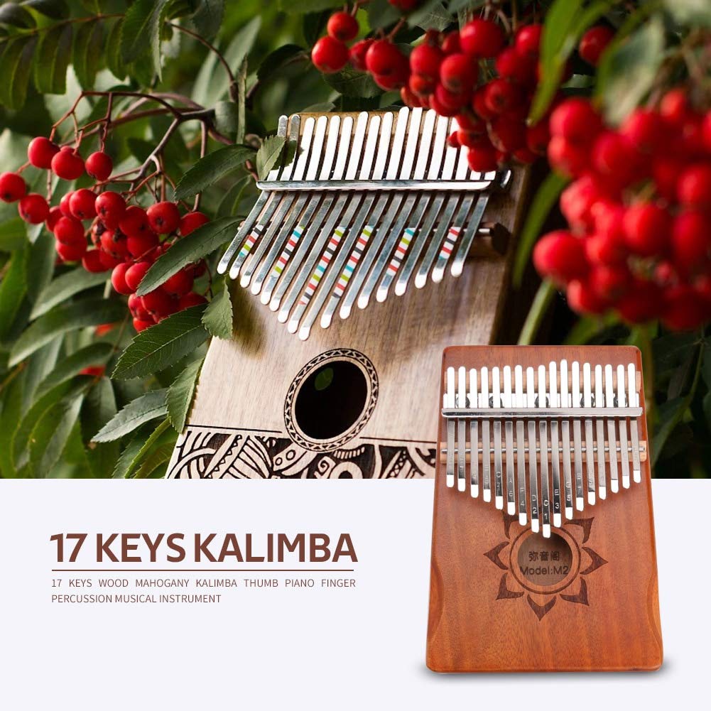 Guitar Parts Clear Sound Quality 17 Keys Wood Finger Thumb Piano with Tuner Storage Bag Suitable for Beginners