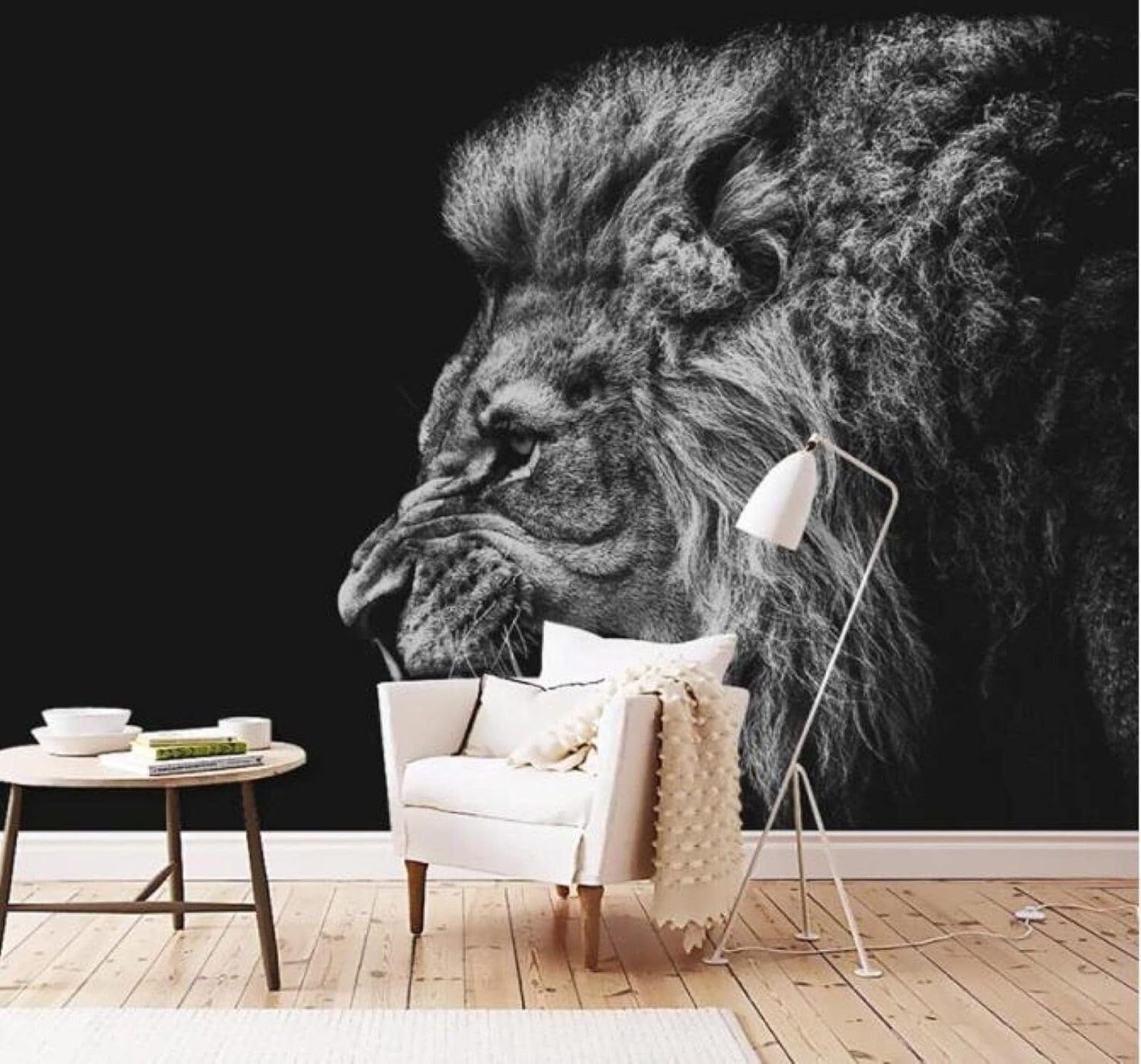 XLMING Minimalist Three Dimensional Unique Black and White Lion 3D Wallpaper Luxury Home Dining Decor Paste Sofa Living Room The Wall for Bedroom Mural-400cm×280cm