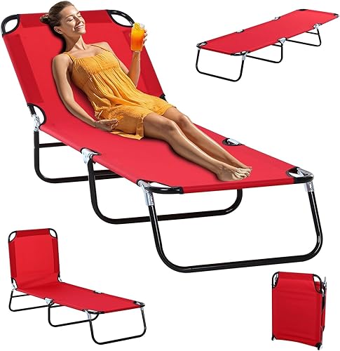 Miniatura 11 de Silla de bronceado resistente 3 en 1 con agujero para la cara Sillas de salón plegables ajustables de 5 posiciones Silla de playa portátil