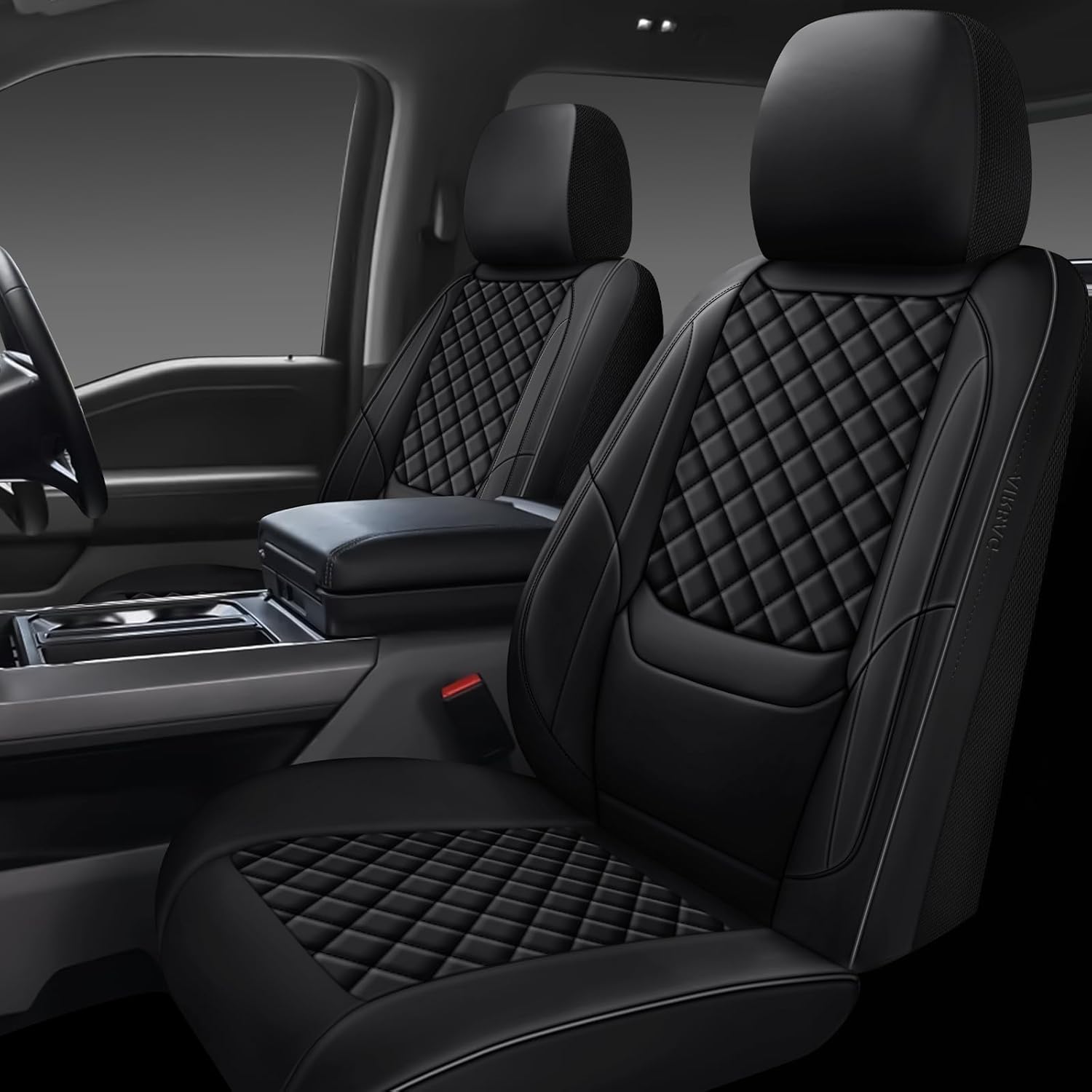 Full Coverage Leather Car Seat Covers Front Pair,Waterproof Seat Covers for Cars,SUVs Trucks, Car Seat Cushion,Car Seat Protector with 2 Seats (Grey, Front Pair(driver and passanger-2 seats))