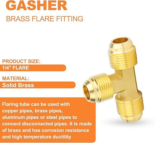 Miniatura 11 de GASHER 10 piezas de latón SAE 45 grados Flare Tube Fitting, 1/2" Flare Nut Aire Acondicionado Tubo de cobre Extensión de tubo de cobre a tope Tuerca