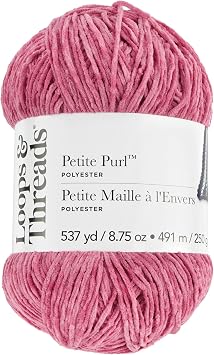 Loops & Threads Petite Purl Yarn Medium 4 100% Polyester, Soft & Shiny Yarn for Knitting & Crochet Apparel, Accessories & Amigurumi, 537 yd / 8.75 oz Skein, 6 Pack