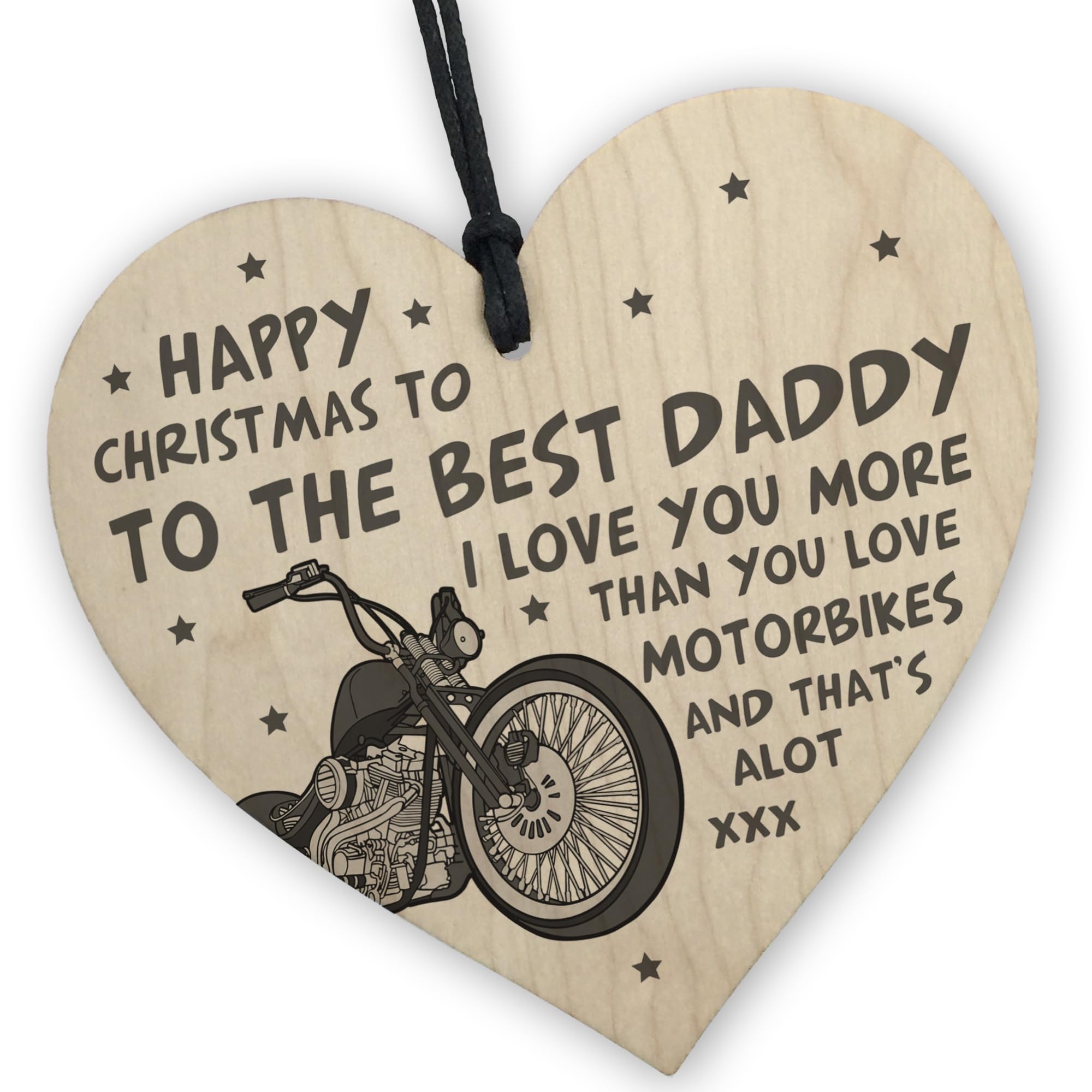 Red Ocean Happy Christmas To The Best Daddy Motorbike Gift Wood Heart Motorbike Lover Gift For Dad Christmas From Daughter Son Keepsake