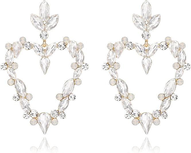 EVER FAITH Orecchini a forma di cuore con strass, orecchini a di cuore