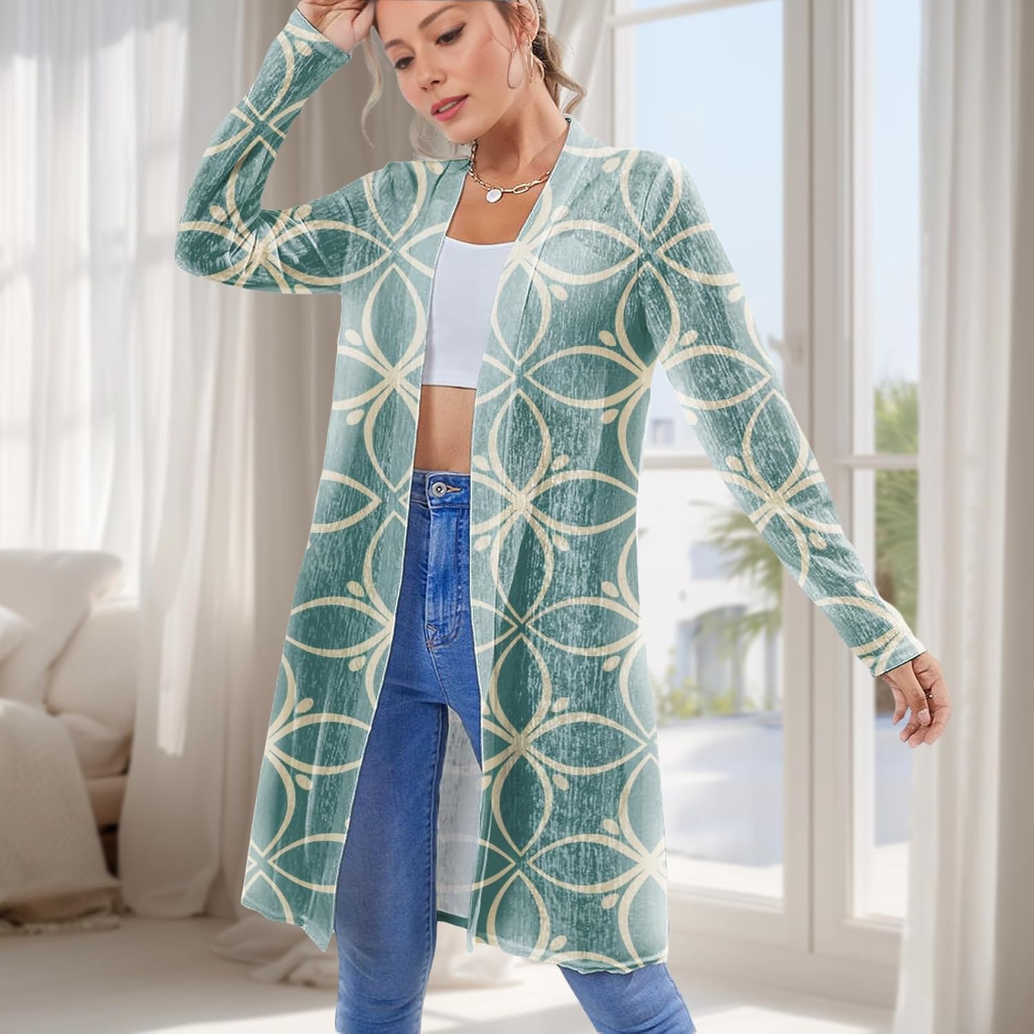 Open Front Cardigan For Women Boho Vintage Soft Long Beach Cover Ups For Women Trendy Lightweight Summer Wear - Image 2