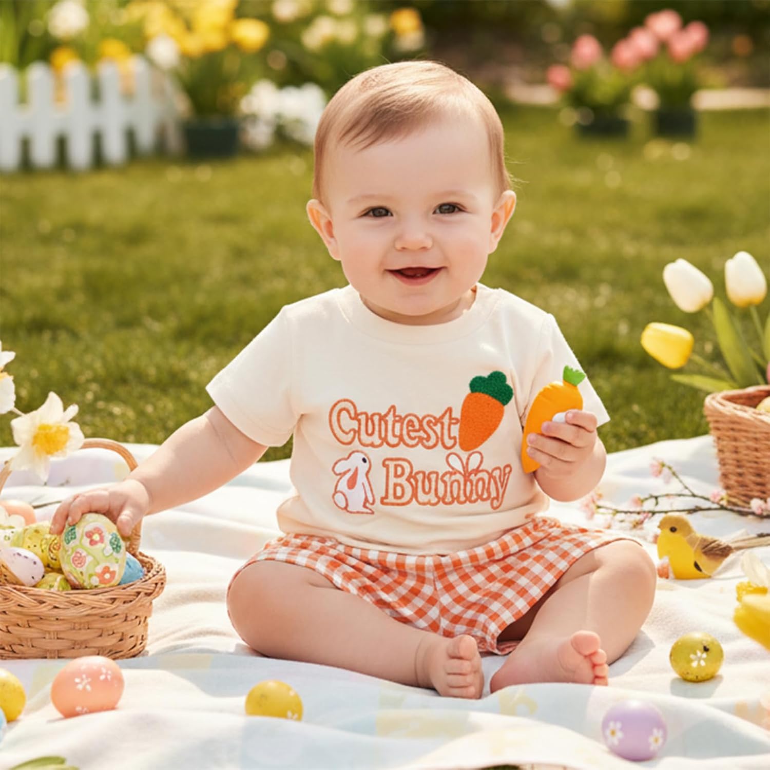 Easter Baby Boy Outfit Truck Cross Short Sleeve T-shirt Plaid Shorts Set Toddler Little Boys Summer Clothes - Image 6