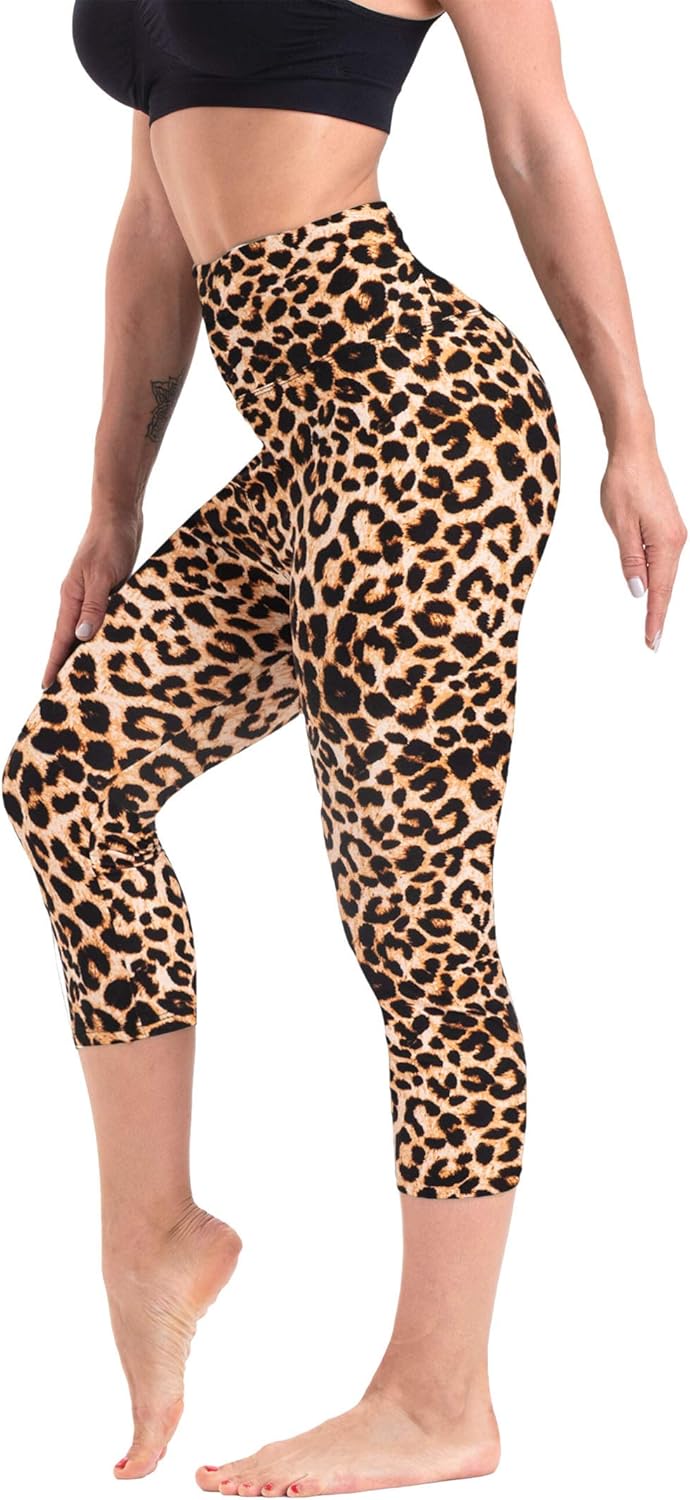CAMPSNAIL High Waisted Leggings for Women - Buttery Soft Tummy Control Printed Capri Pants for Workout Yoga at  Women’s Clothing store
