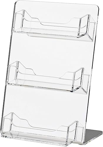 Exhibición de tarjetas de visita con múltiples ranuras para tarjetas de citas de 3.5 x 2 pulgadas, soporte de exhibición inclinado con espejo de 3