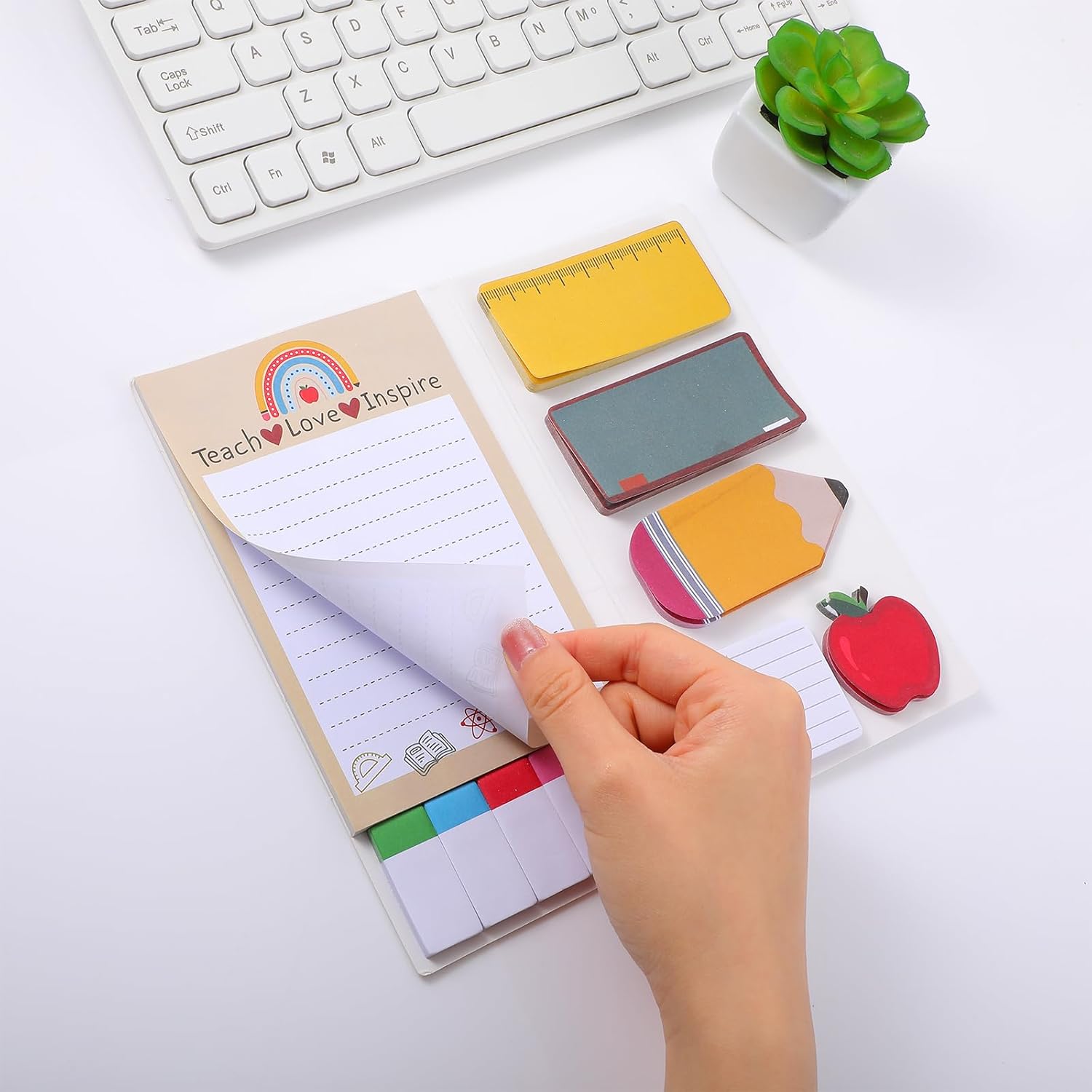 Teacher Appreciation Gifts-Teaching is A Work of Heart Sticky Notes Set Fun Self-Stick Note Pads Writing Notes School Office Supplies Suitable for Teacher Gifts Office Home - Image 6
